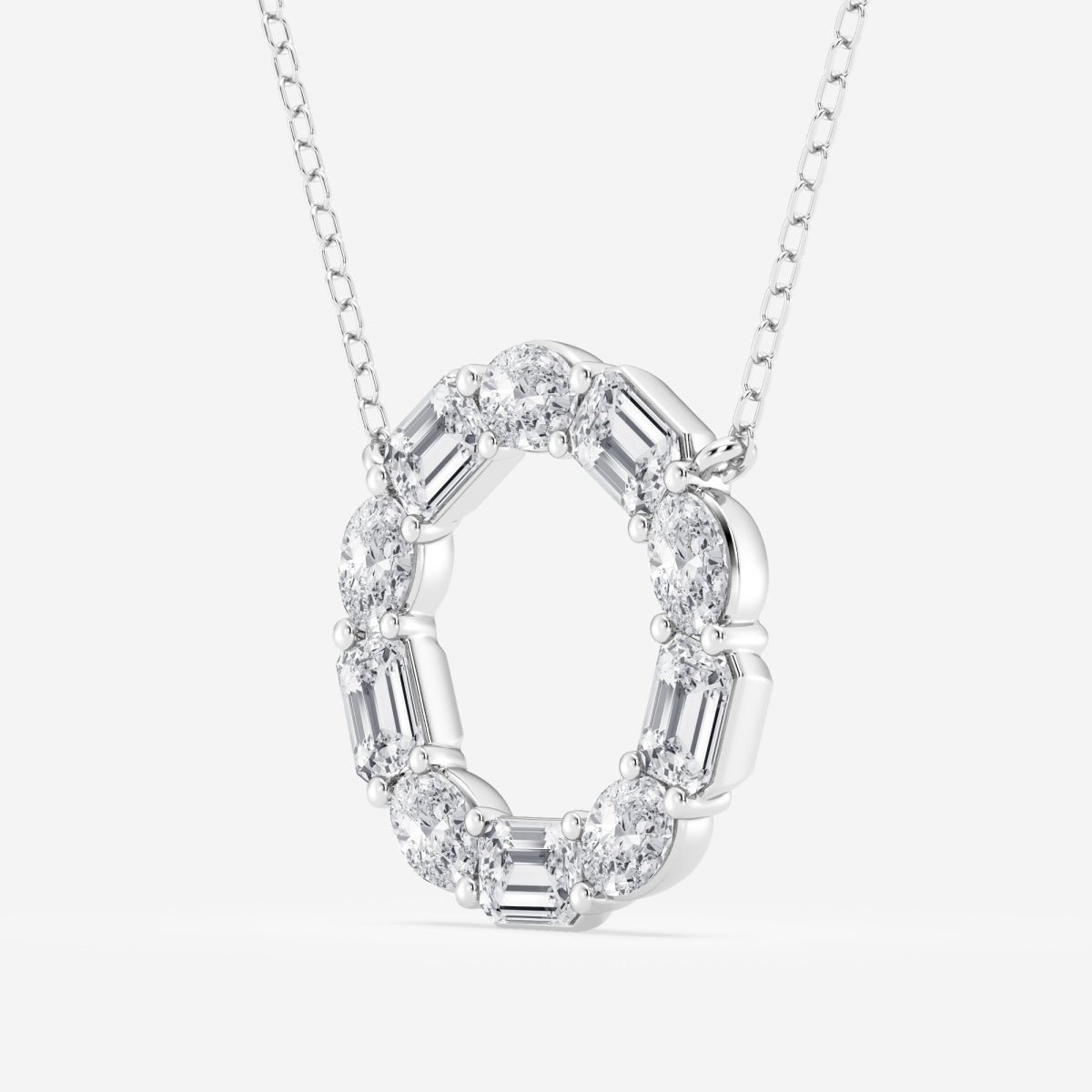 3.0 TCW Emerald & Oval Moissanite Diamond Circle Pendant Necklace - farrellouise