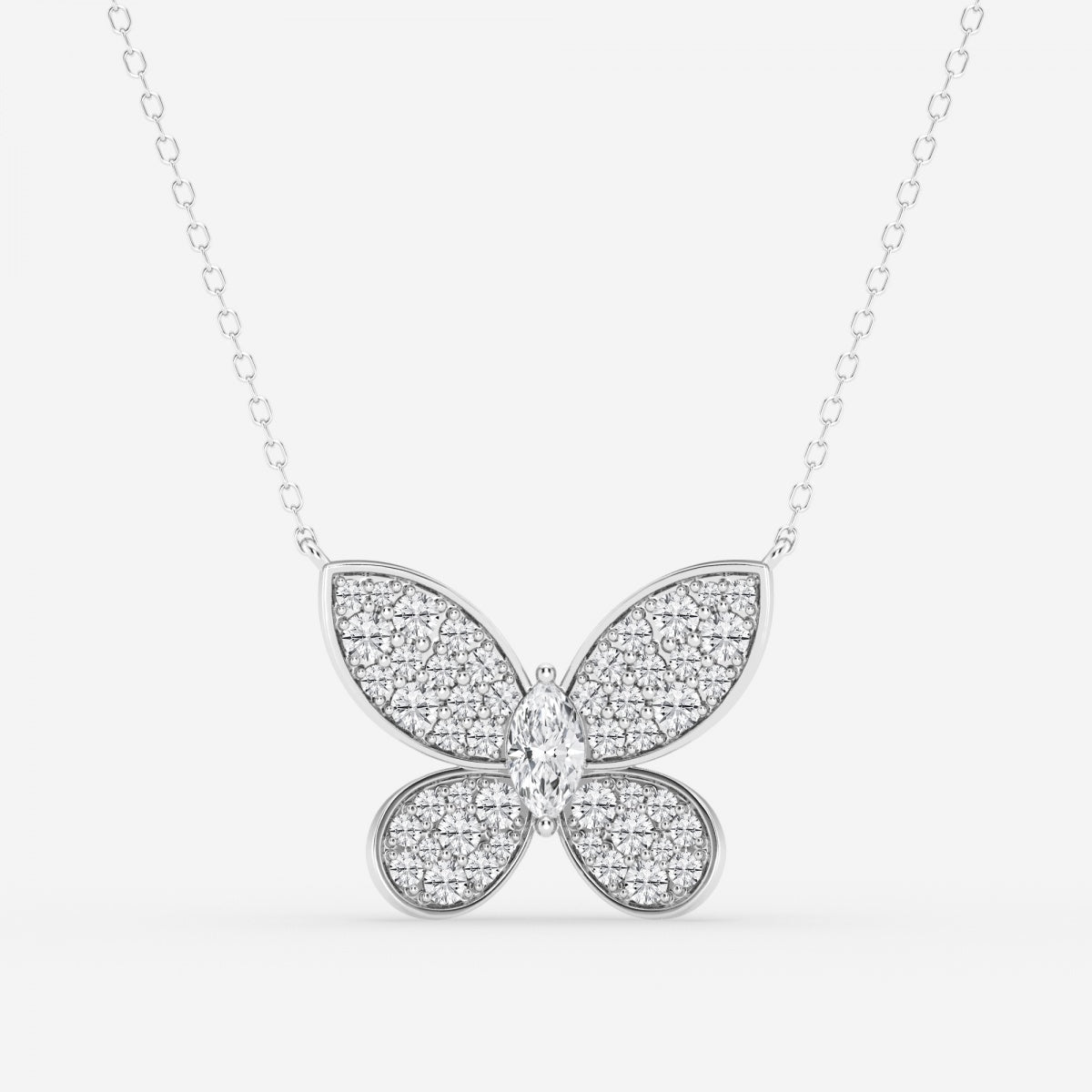 0.24 CT Marquise Moissanite Diamond Butterfly Pendant Necklace - farrellouise