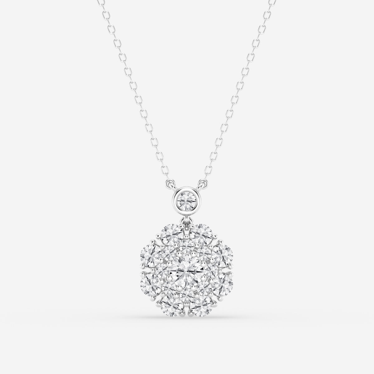 1.51 TCW Round Moissanite Diamond Vintage Multidimensional Pendant Necklace - farrellouise