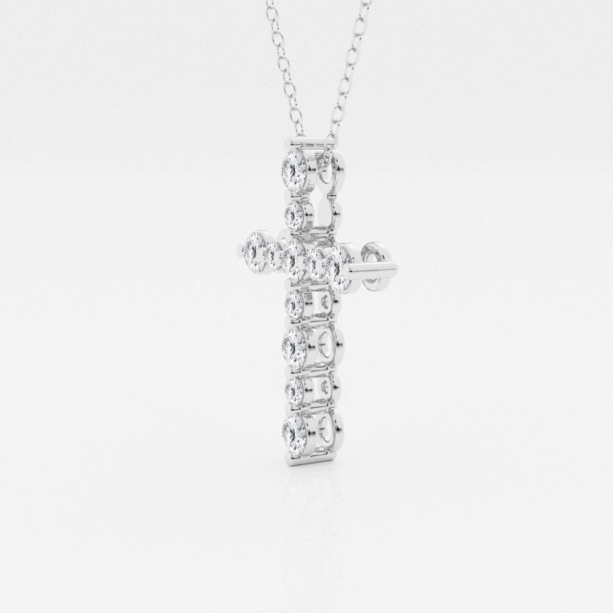 0.75 TCW Round Moissanite Diamond Cross Necklace - farrellouise