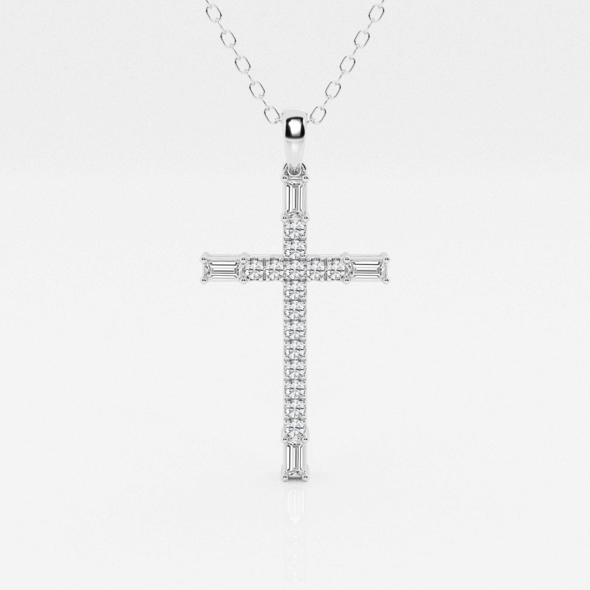 0.24 TCW Round Moissanite Diamond Cross Necklace - farrellouise