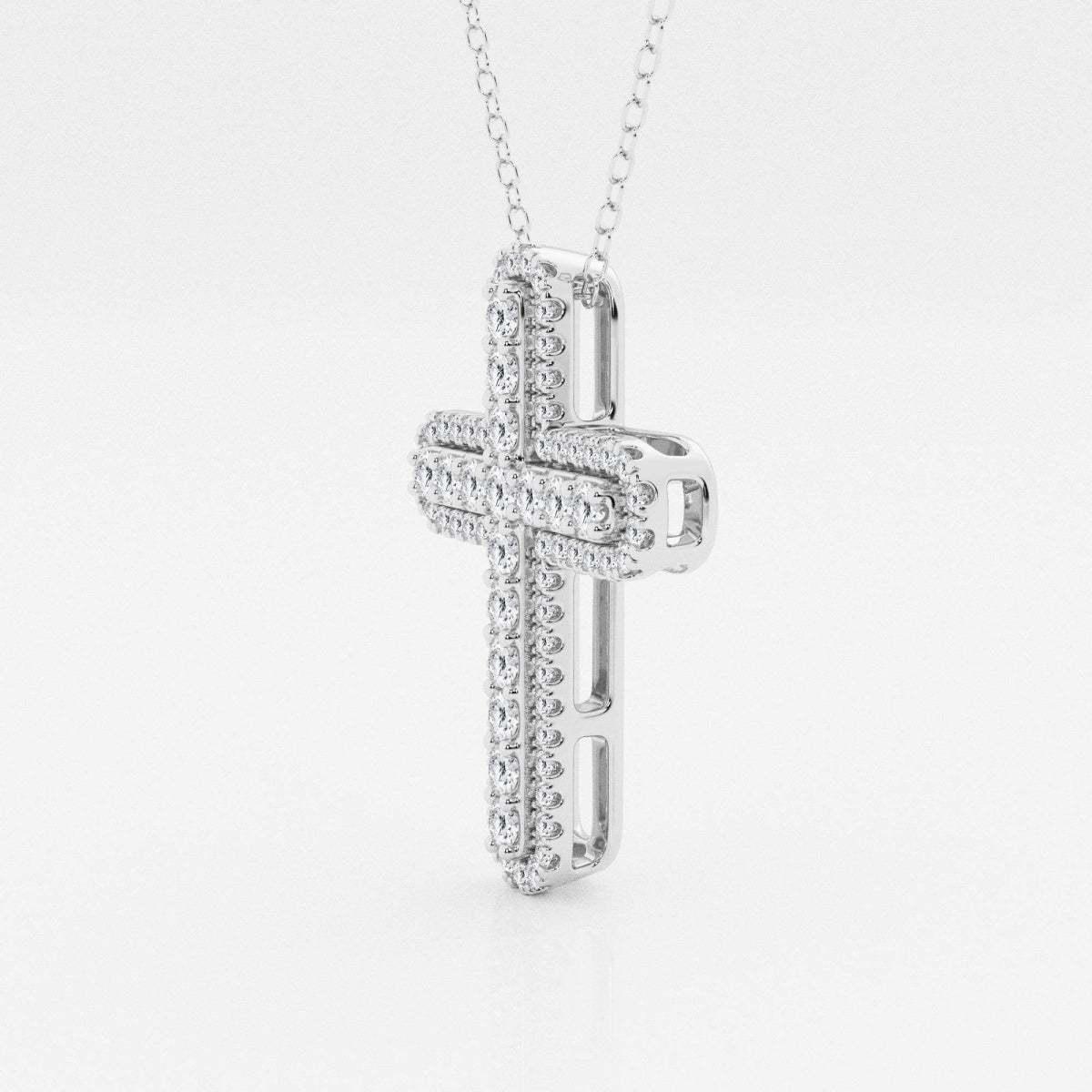 0.76 TCW Round Moissanite Diamond Cross Necklace - farrellouise