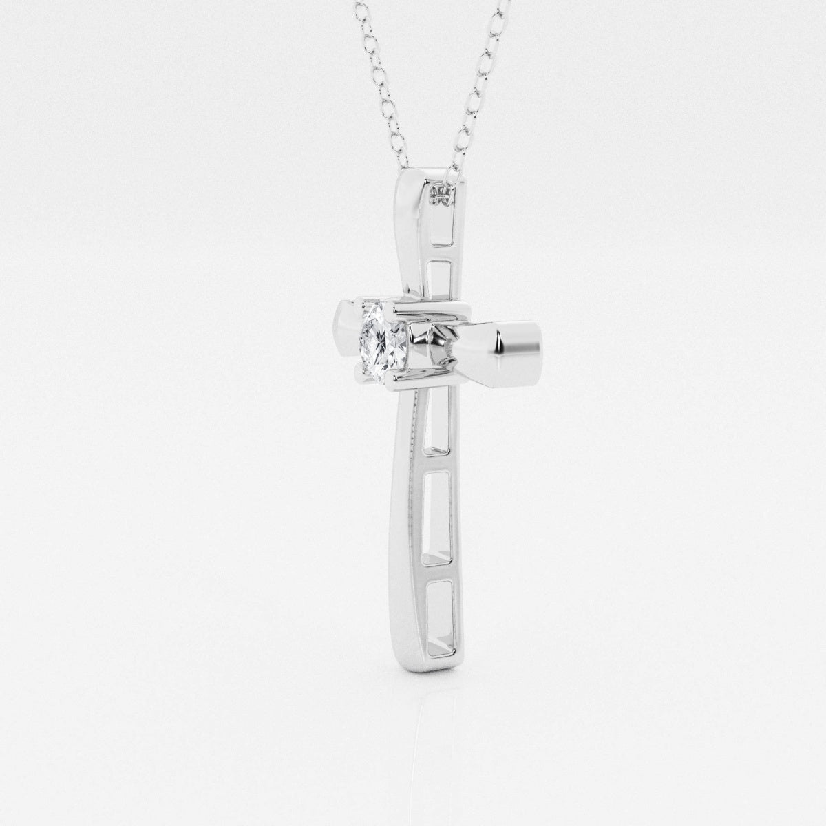 0.24 CT Round Moissanite Diamond Cross Necklace - farrellouise