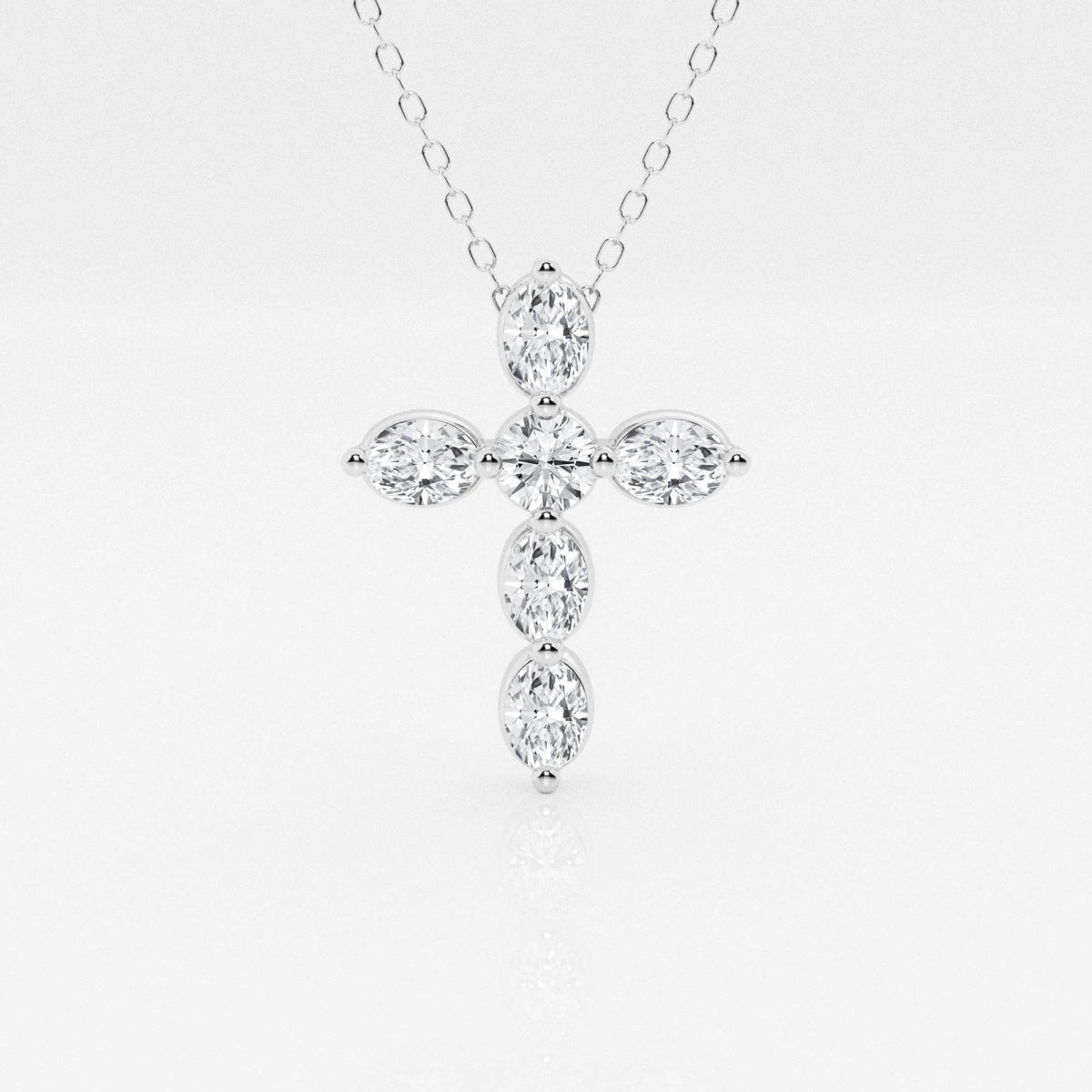 1.0 TCW Round & Oval Moissanite Diamond Cross Necklace - farrellouise
