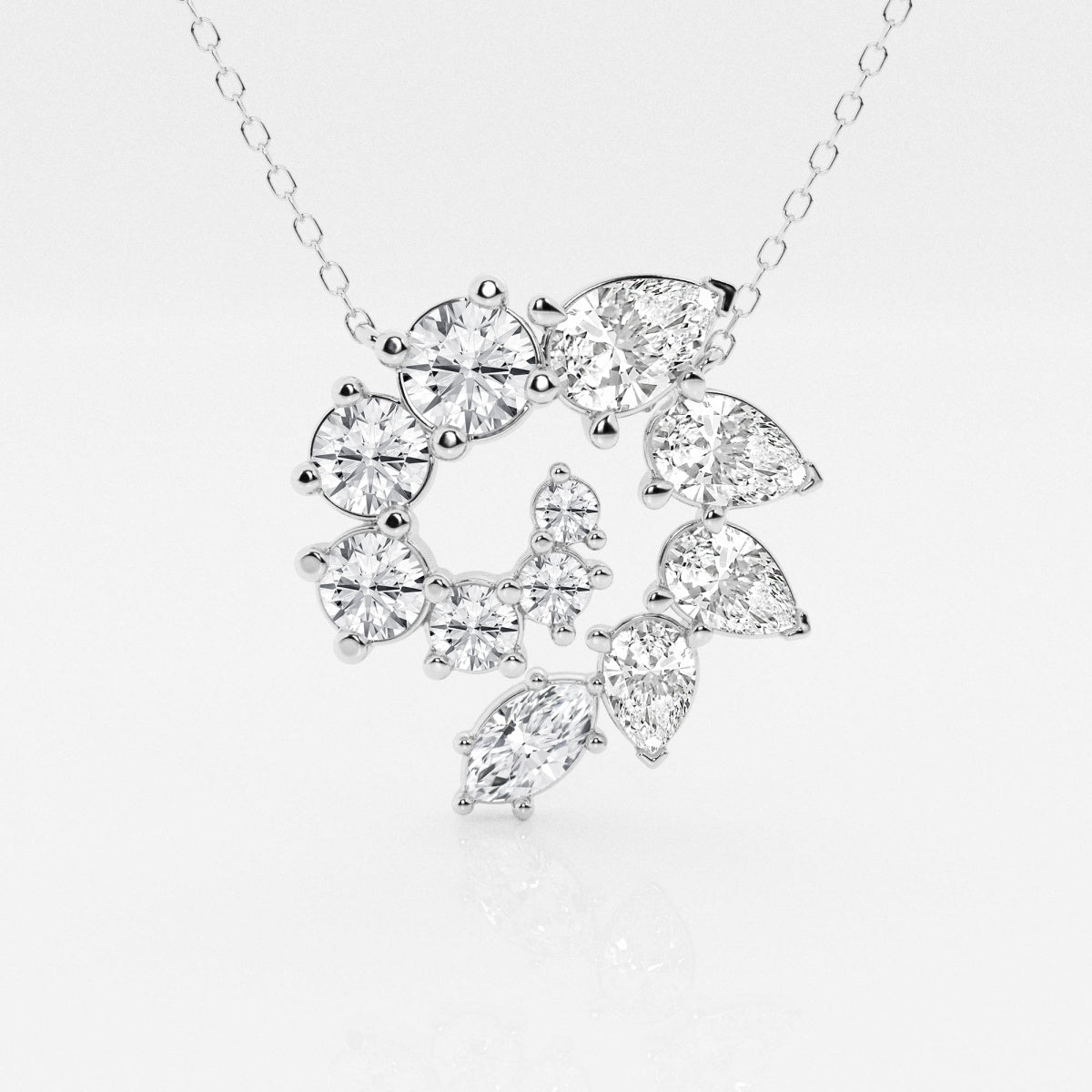 3.6 TCW Round, Marquise & Pear Moissanite Diamond Swirl Necklace - farrellouise