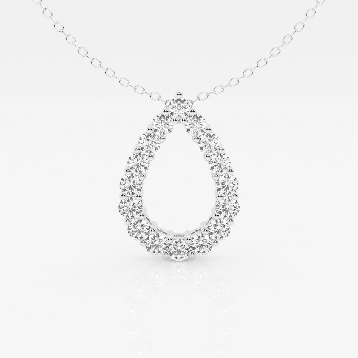 1.0 TCW Round Moissanite Diamond Pear Shape Pendant Necklace - farrellouise