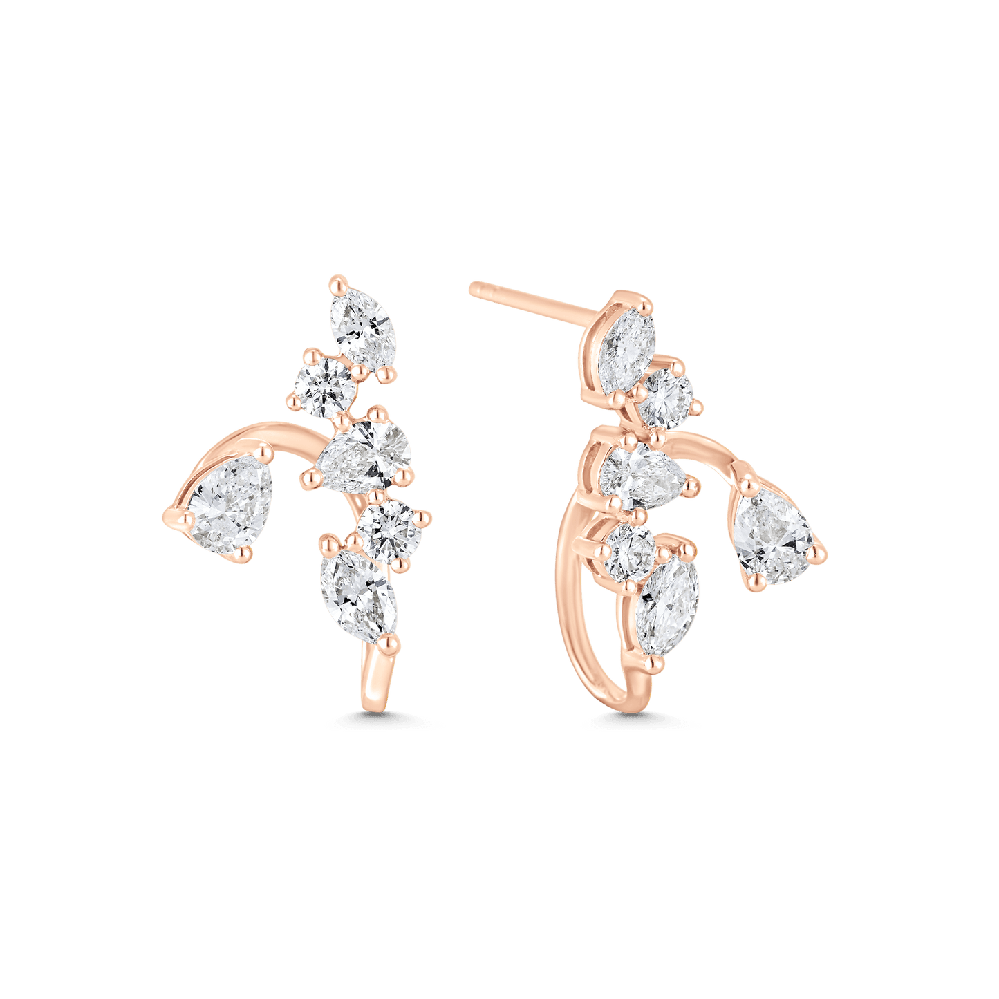 1.34 TCW Pear, Round & Marquise Moissanite Diamond Ear Jacket Earrings - farrellouise
