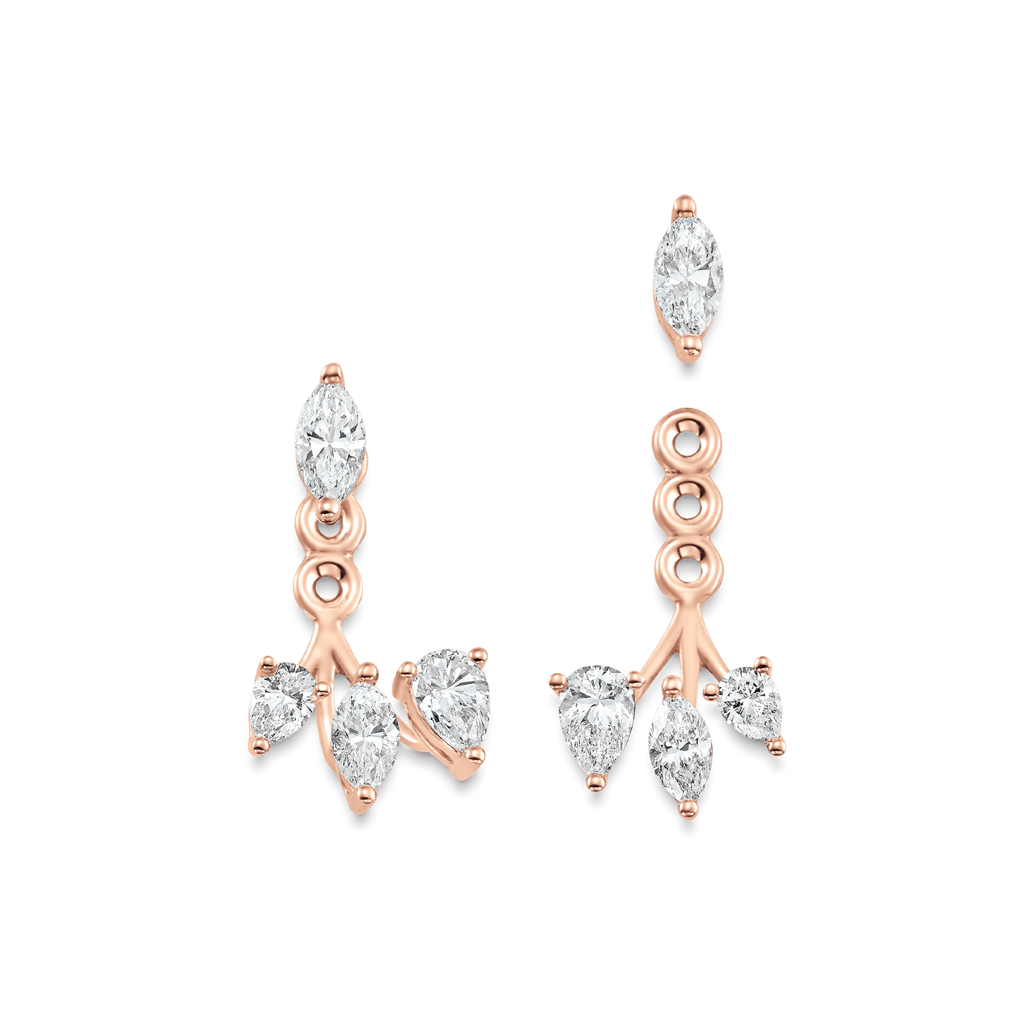 1.25 TCW Pear & Marquise Moissanite Diamond Ear Jacket Earrings - farrellouise