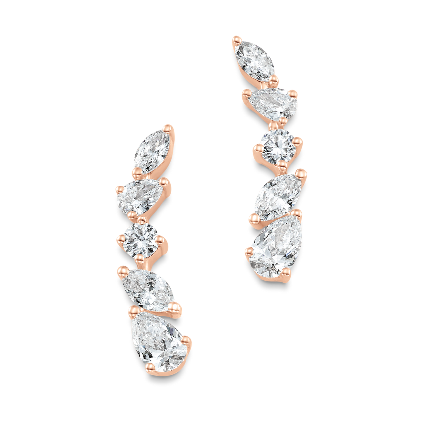 0.63 TCW Pear, Marquise & Round Moissanite Diamond Ear Crawlers Earrings - farrellouise