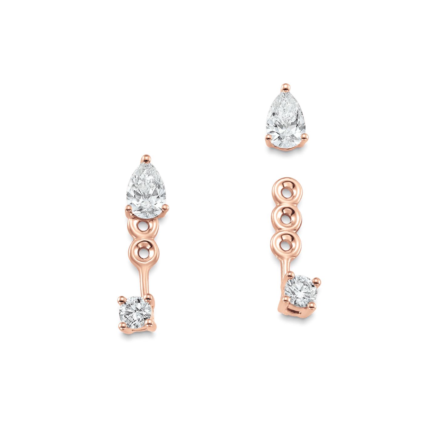 0.80 TCW Pear & Round Moissanite Diamond Ear Jacket Earrings - farrellouise