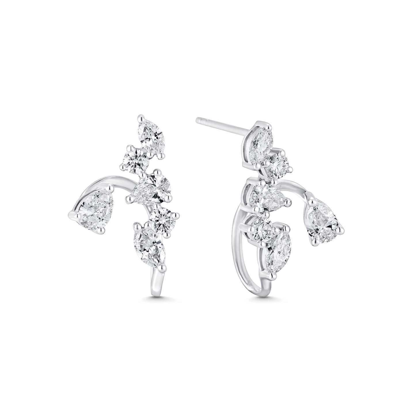 1.34 TCW Pear, Round & Marquise Moissanite Diamond Ear Jacket Earrings - farrellouise