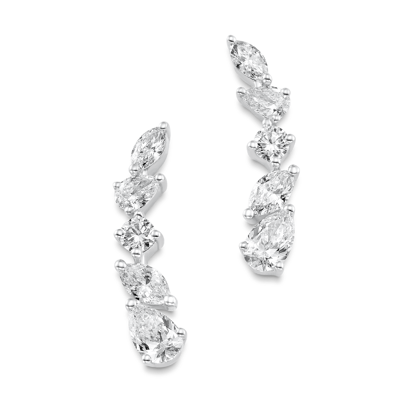 0.63 TCW Pear, Marquise & Round Moissanite Diamond Ear Crawlers Earrings - farrellouise