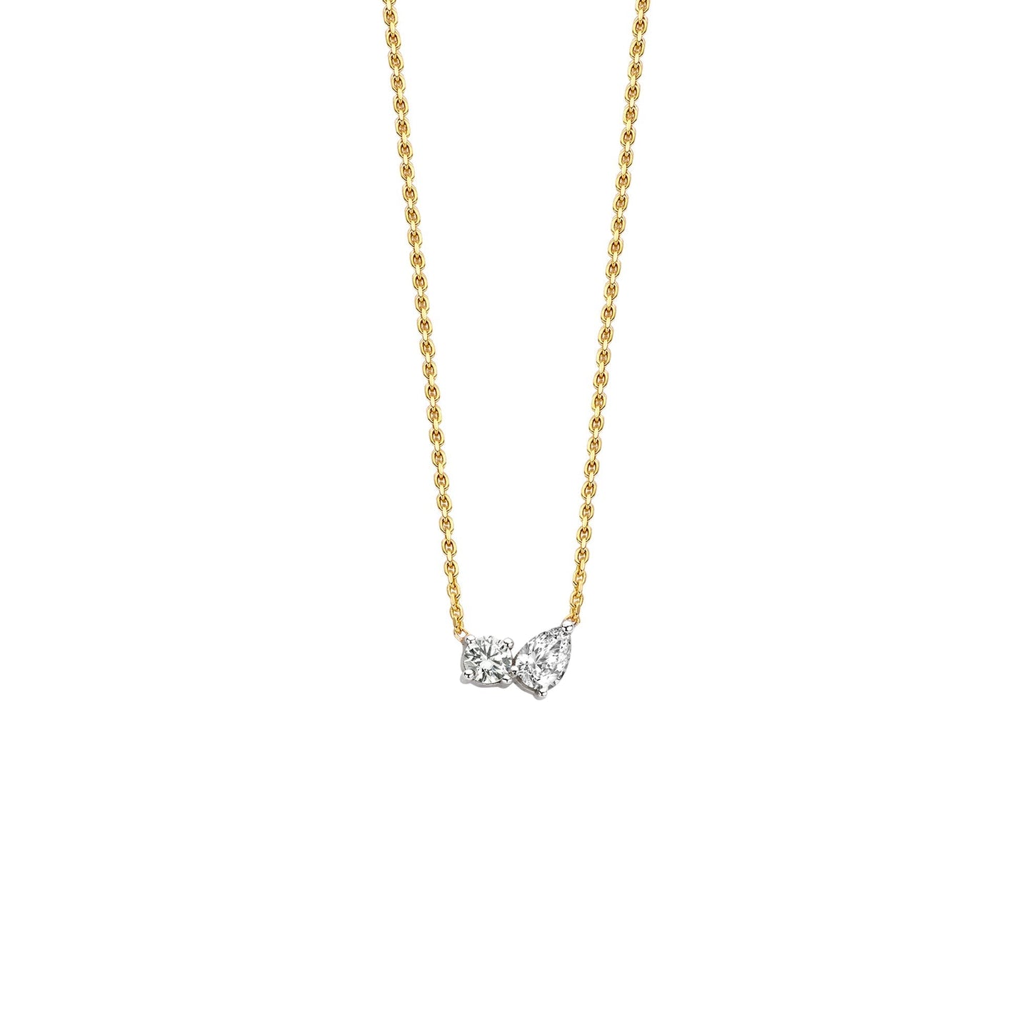 0.42 TCW Round & Pear Moissanite Diamond Two Stones Pendent Necklace - farrellouise
