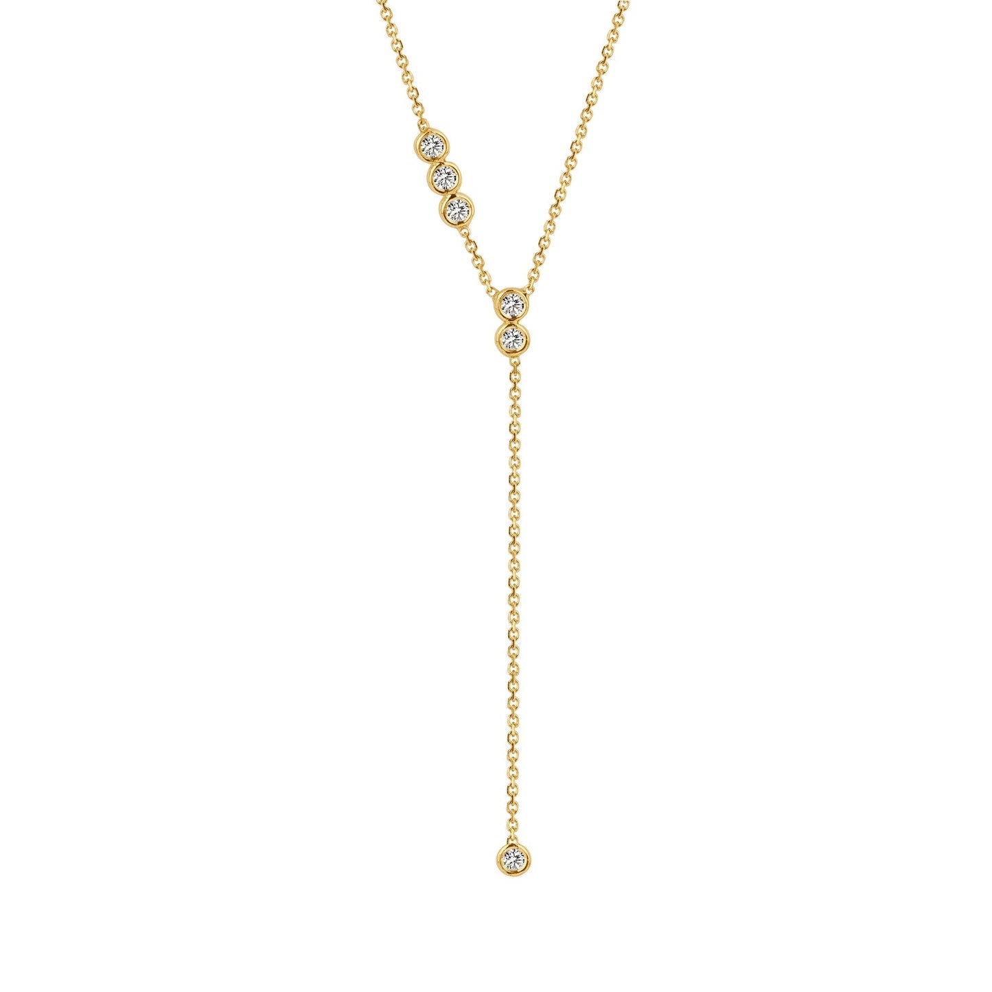 0.30 TCW Round Moissanite Diamond Bezel Starstruck Lariat Pendent Necklace - farrellouise