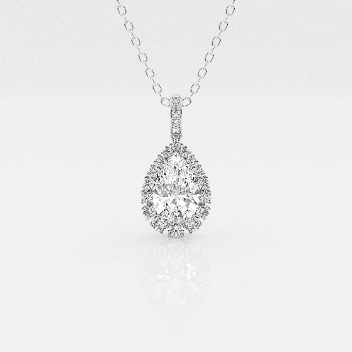 2.0 CT Pear Moissanite Diamond Halo Necklace - farrellouise