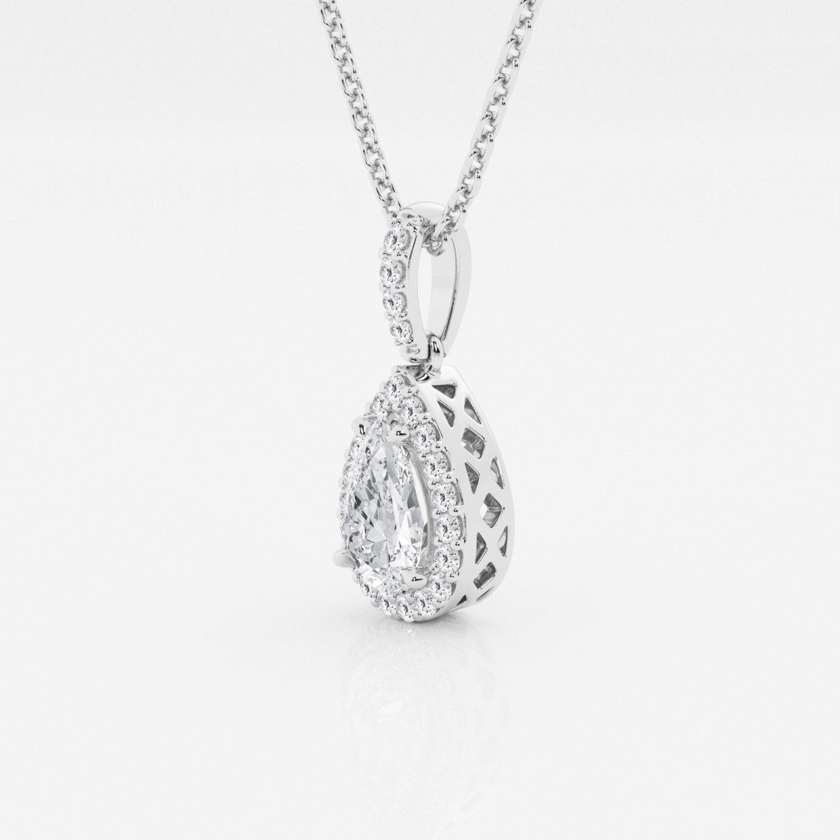 0.62 CT Pear Moissanite Diamond Halo Necklace - farrellouise