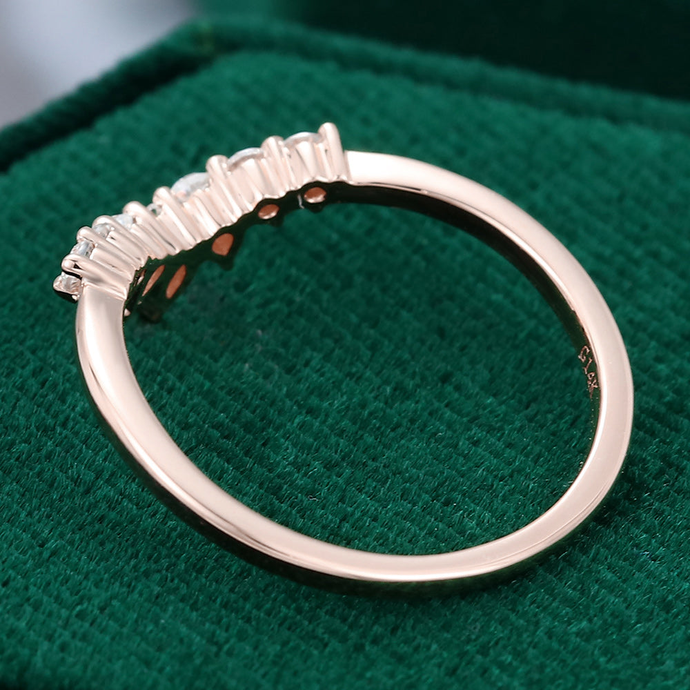 0.27 Round, Pear & Marquise Moissanite Curved Wedding Band - farrellouise