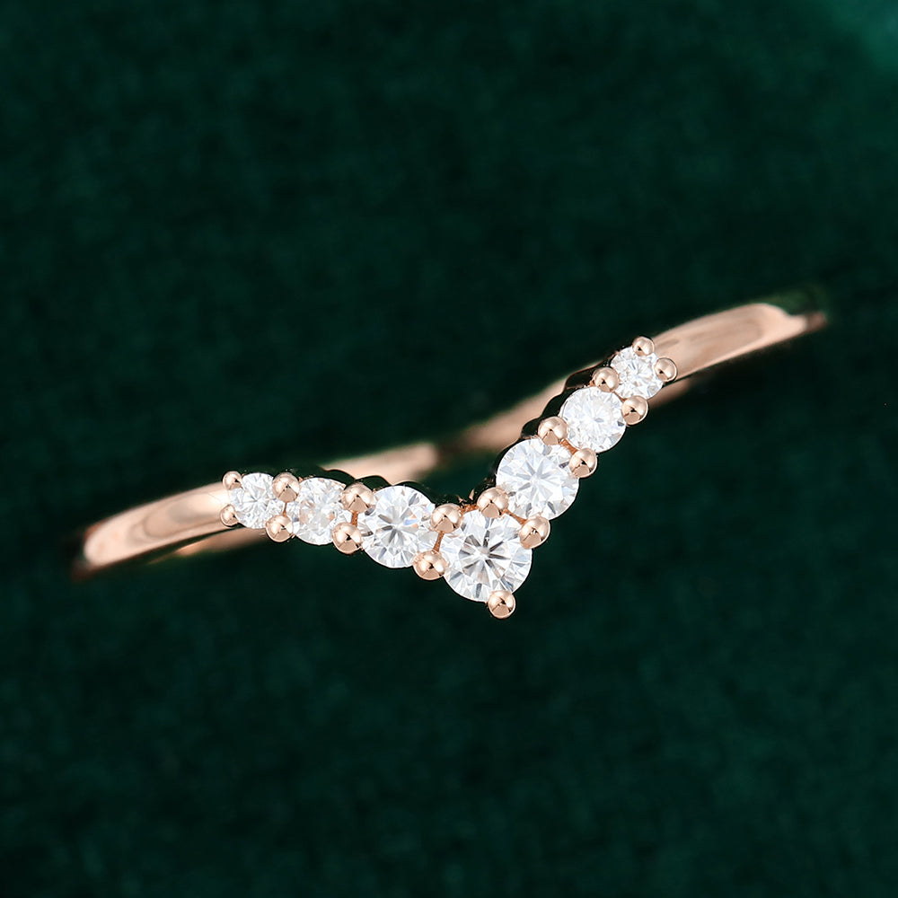 0.20 Round Moissanite Curved Wedding Band - farrellouise