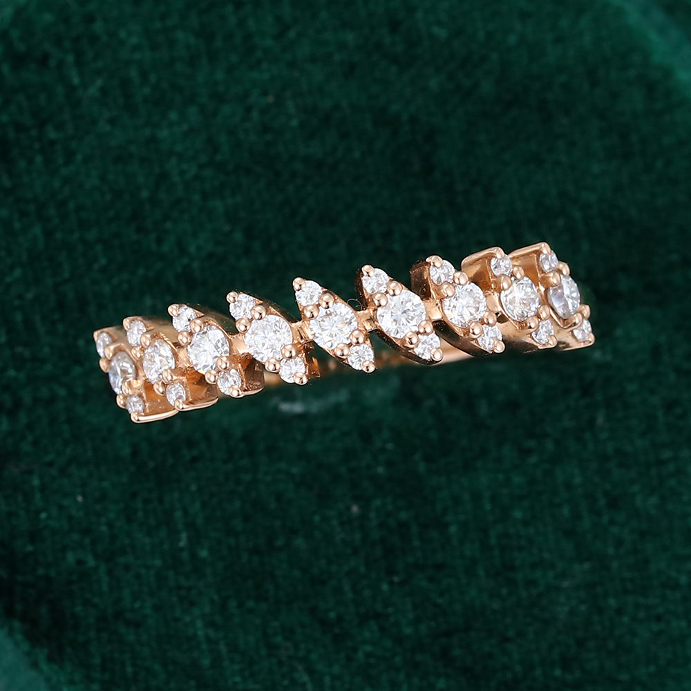 0.30 CT Round Moissanite Cluster Wedding Band - farrellouise