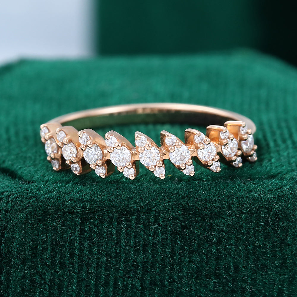 0.30 CT Round Moissanite Cluster Wedding Band - farrellouise