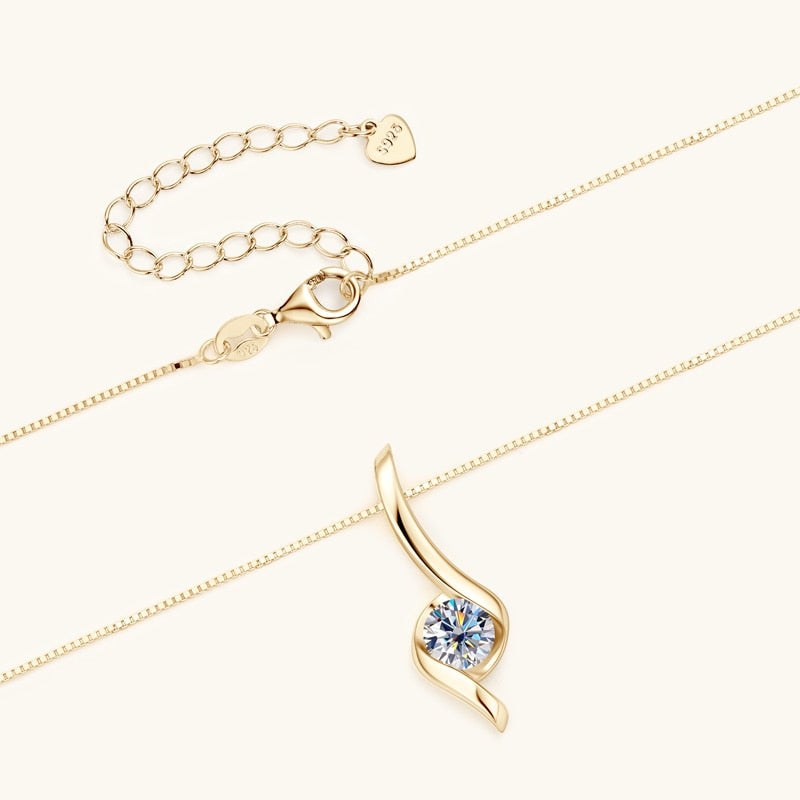 1.0 CT Round Moissanite Diamond Solitaire Necklace - farrellouise