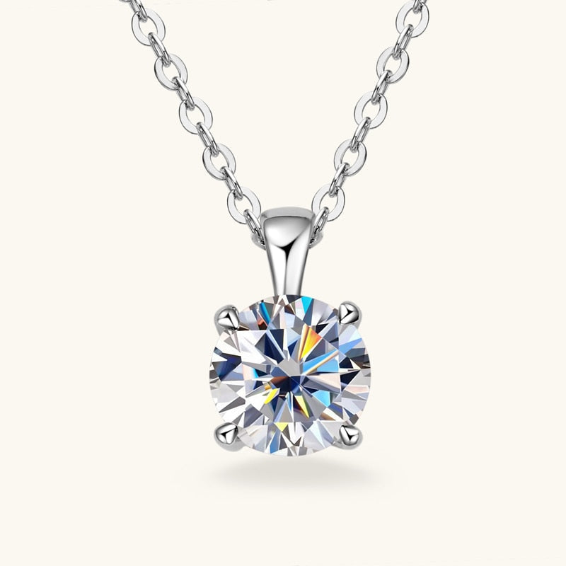 1.0 CT Round Moissanite Diamond Solitaire Necklace - farrellouise