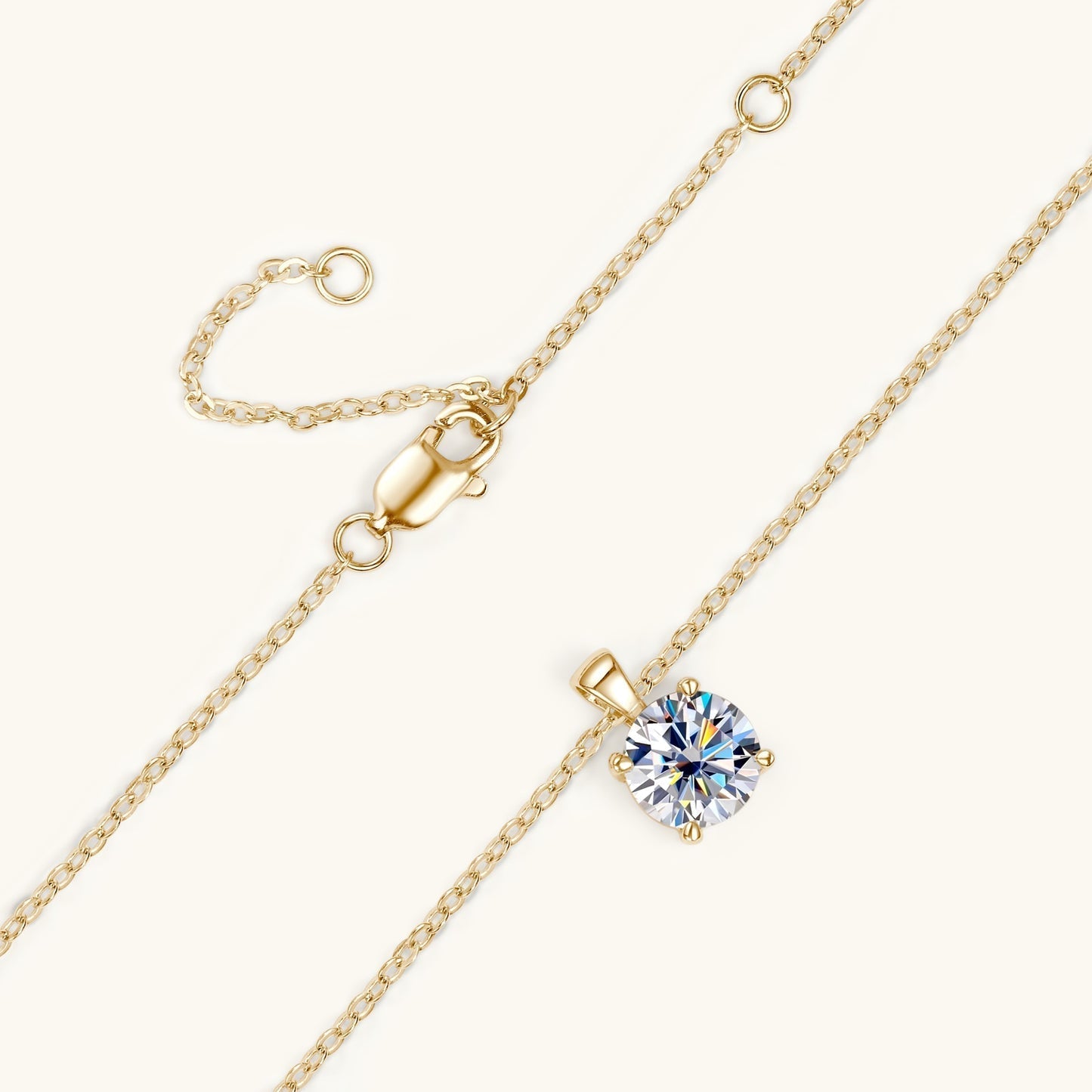 1.0 CT Round Moissanite Diamond Solitaire Necklace - farrellouise