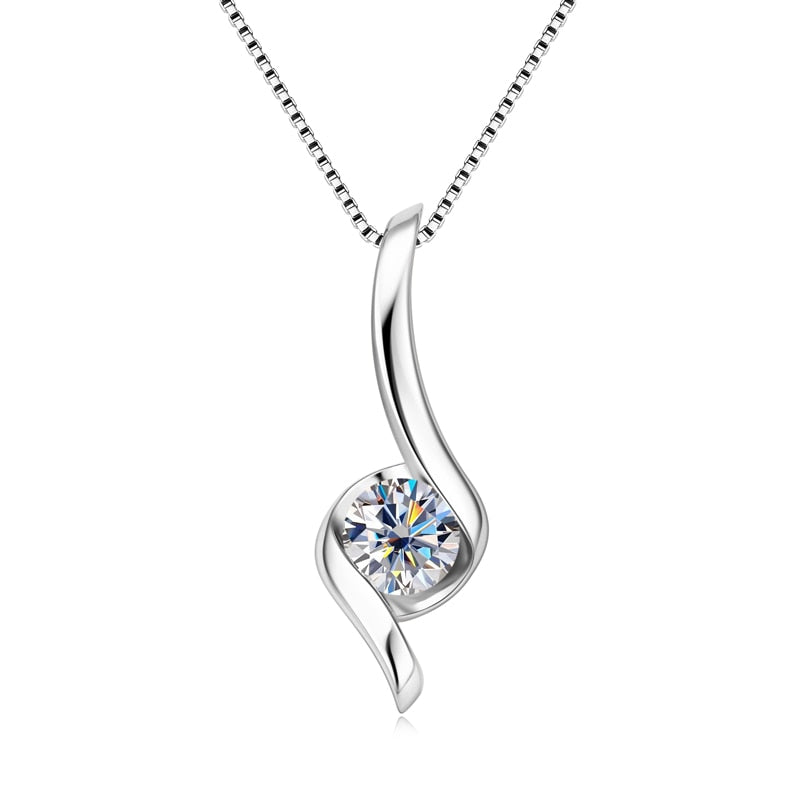 1.0 CT Round Moissanite Diamond Solitaire Necklace - farrellouise