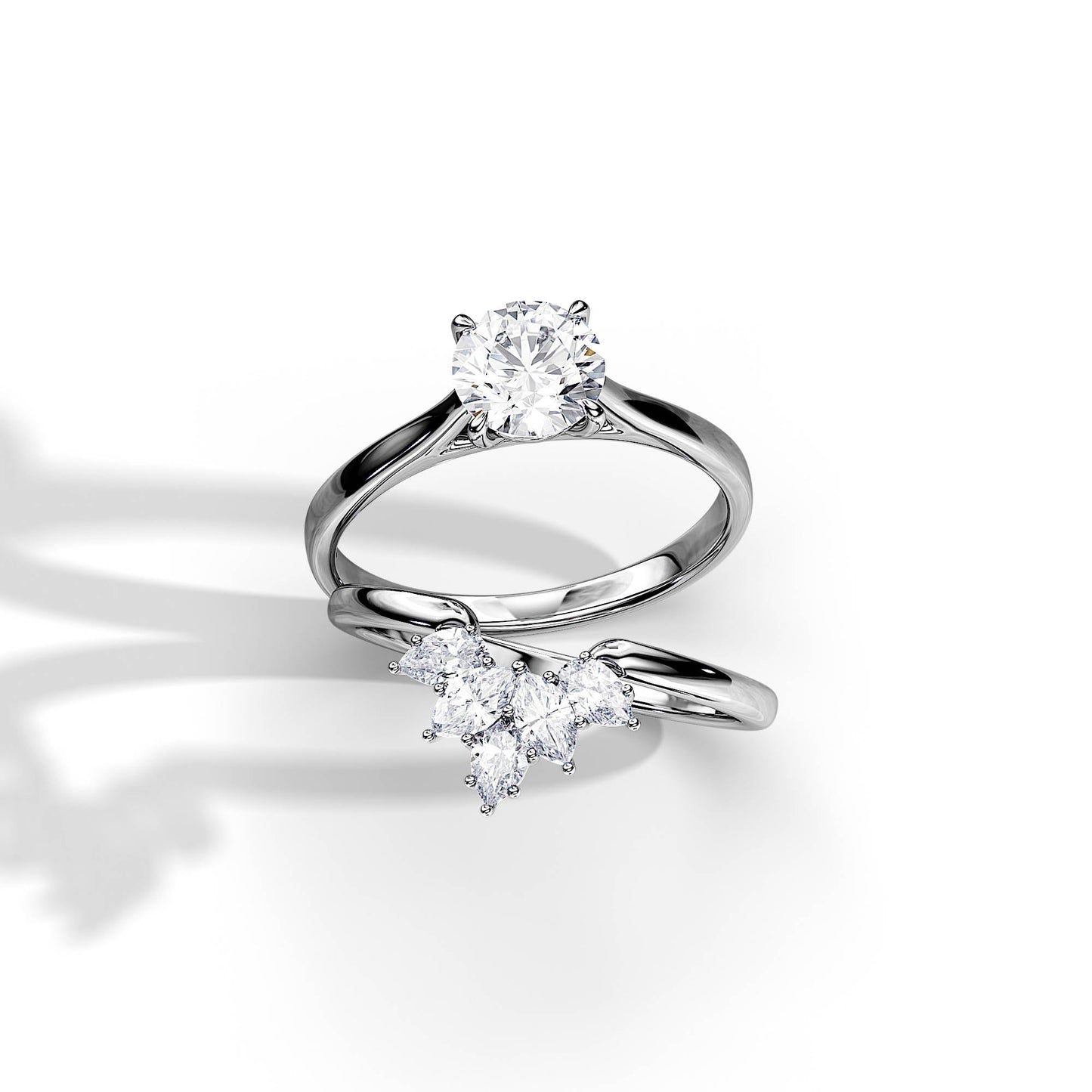 2.0 CT Round Moissanite solitaire Bridal Ring Set