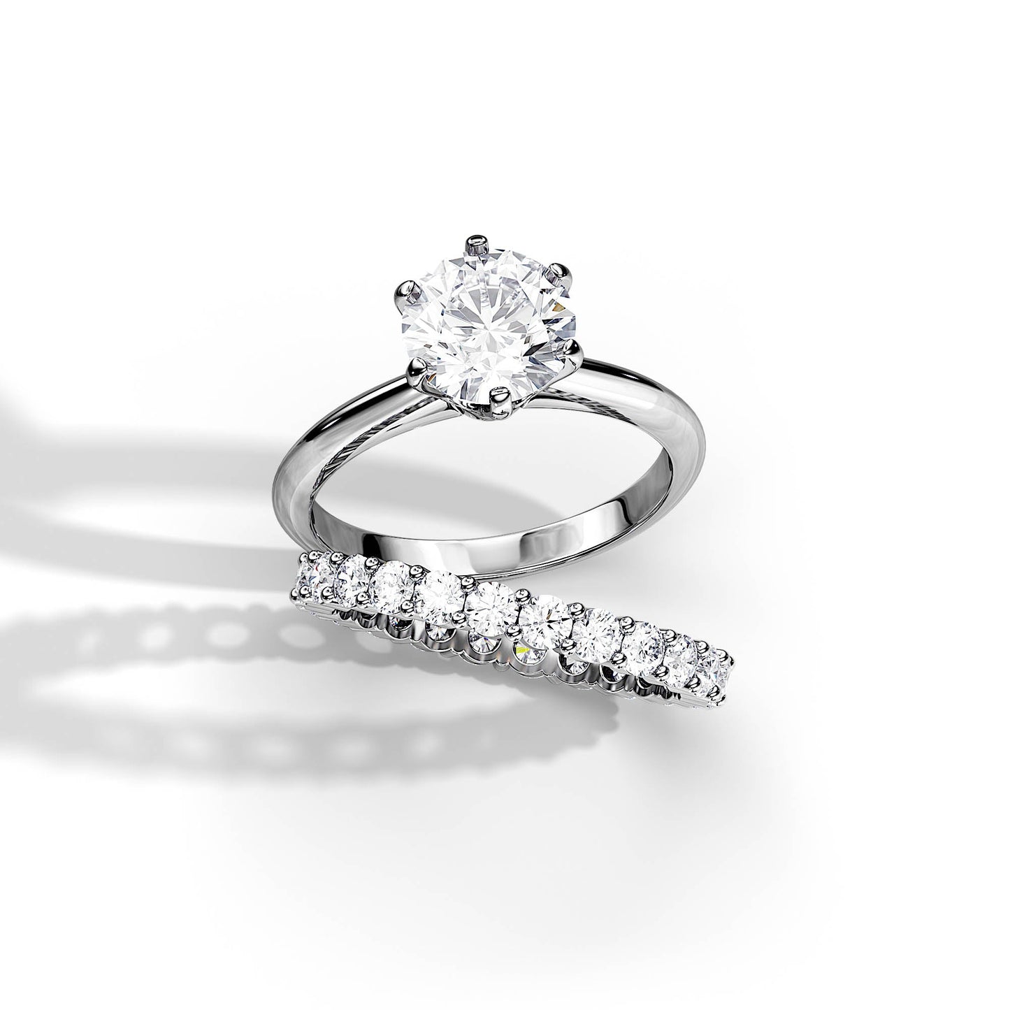 2.0 CT Round Moissanite Solitaire Style Bridal Ring Set