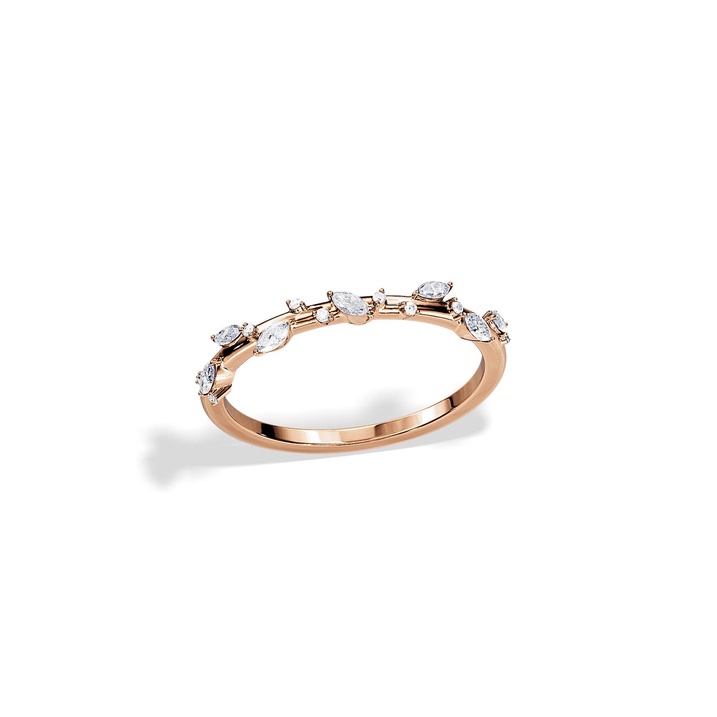 0.25 TCW Round Leaf Style Wedding Band