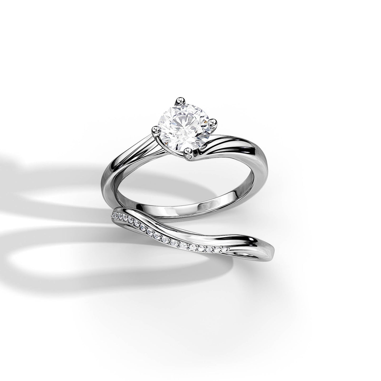1.0 CT Round Moissanite Swirl Bridal Setting Ring Set