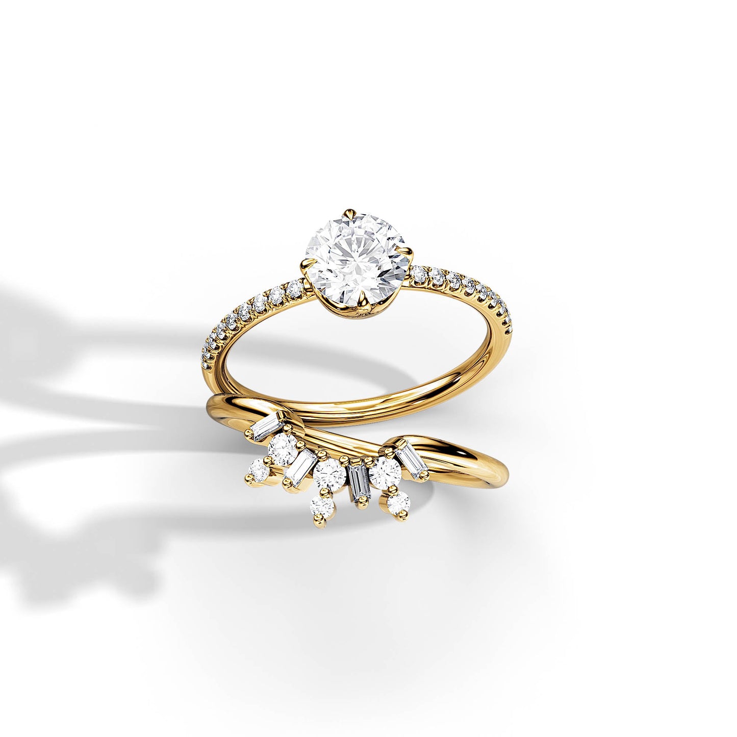 1.0 CT Round Moissanite Pave Setting Bridal Ring Set