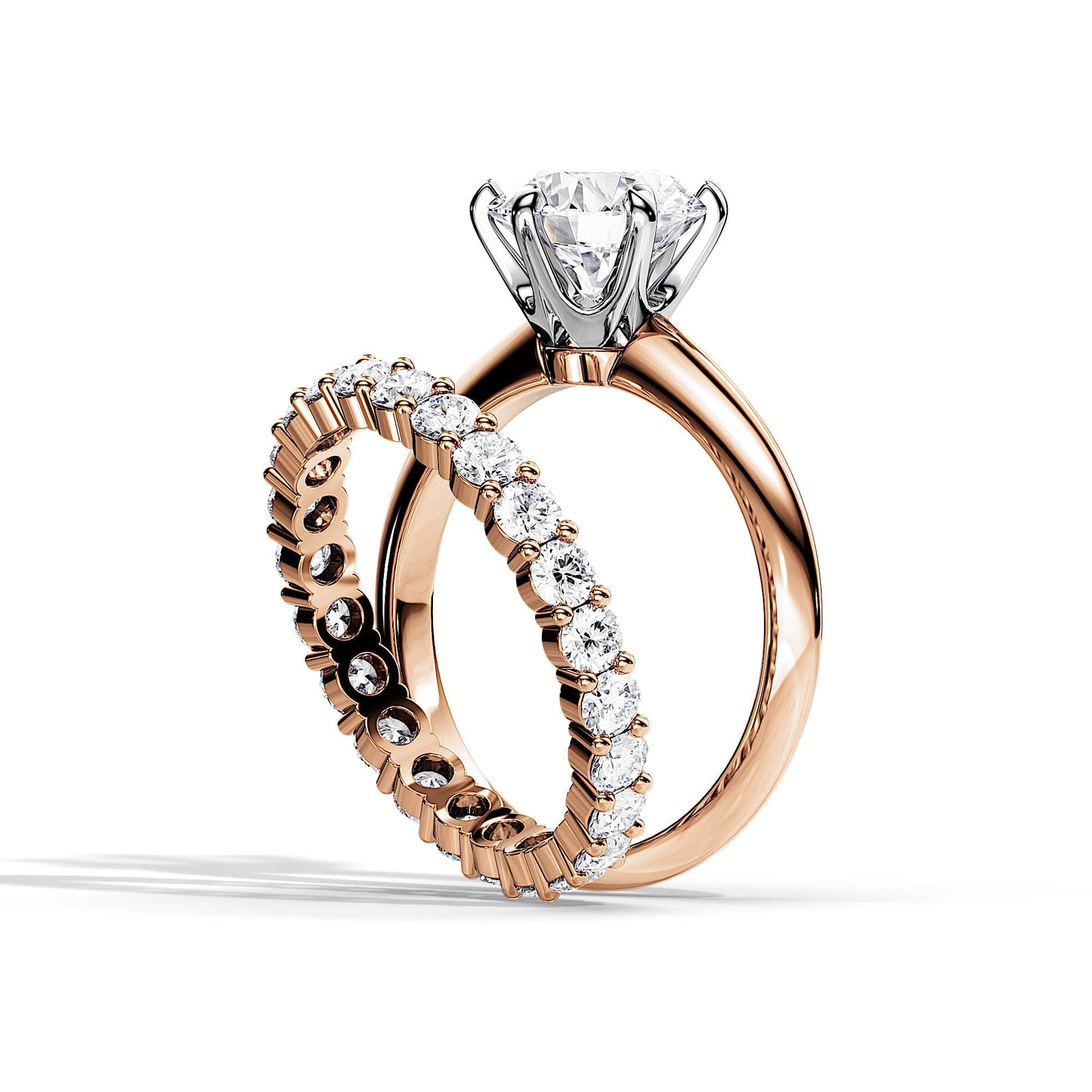 2.0 CT Round Moissanite Solitaire Style Bridal Ring Set