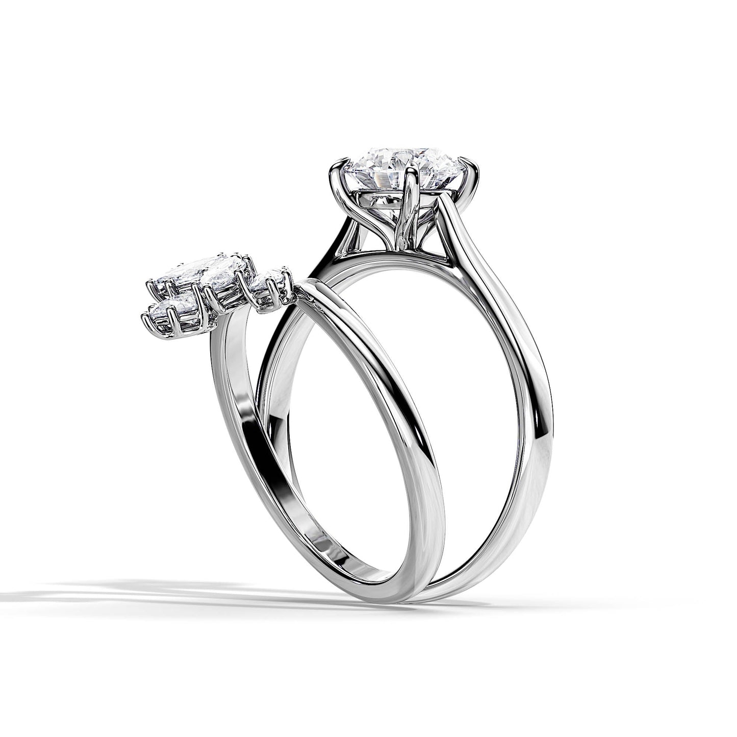 2.0 CT Round Moissanite solitaire Bridal Ring Set