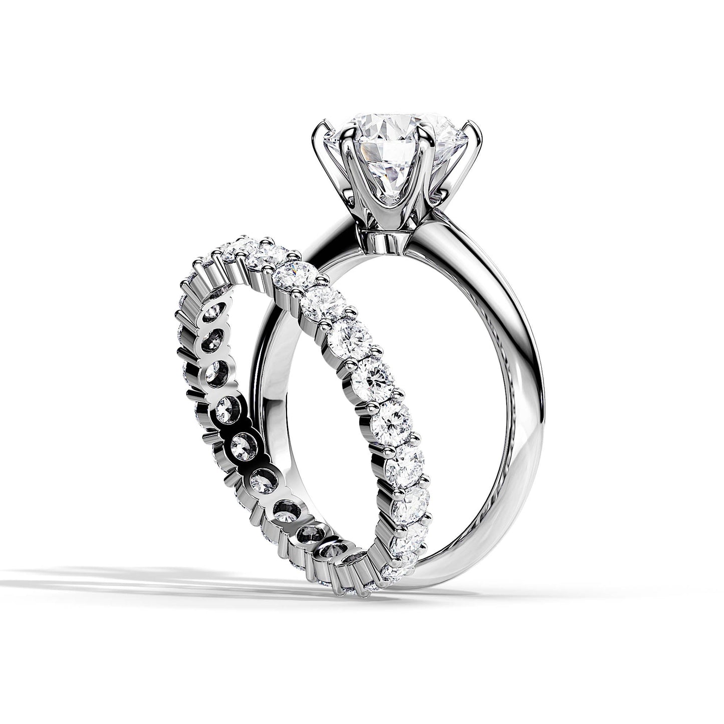 2.0 CT Round Moissanite Solitaire Style Bridal Ring Set