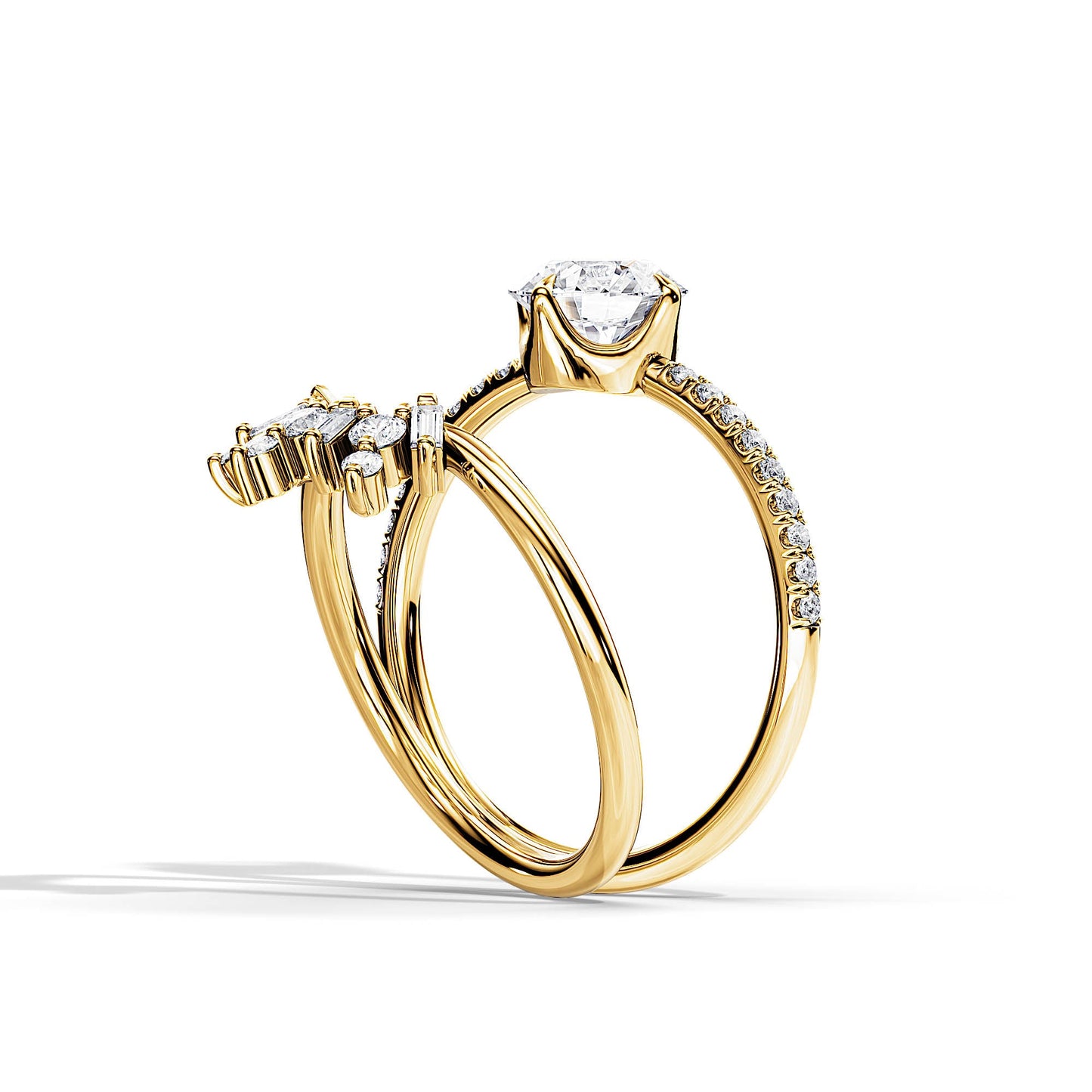 1.0 CT Round Moissanite Pave Setting Bridal Ring Set