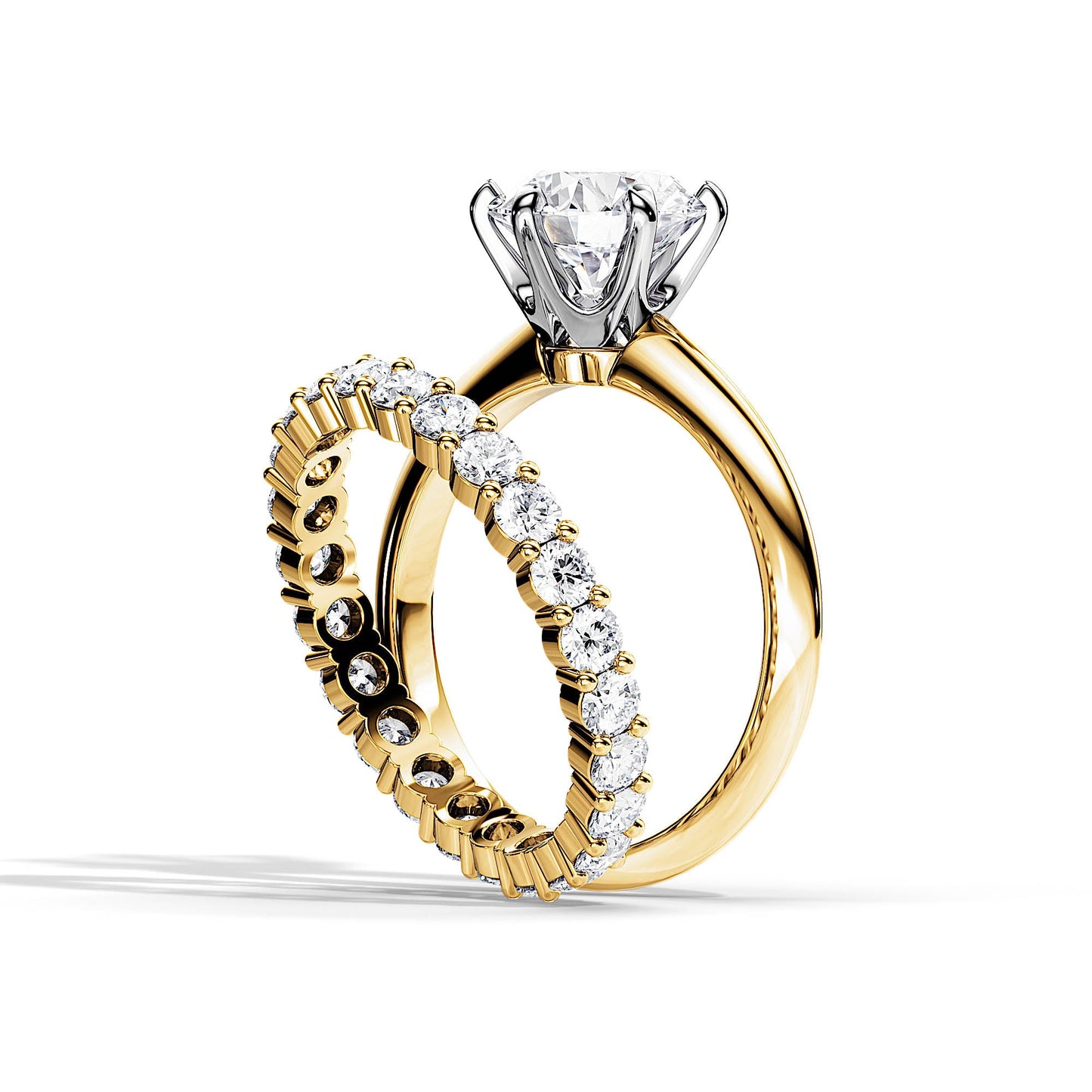 2.0 CT Round Moissanite Solitaire Style Bridal Ring Set