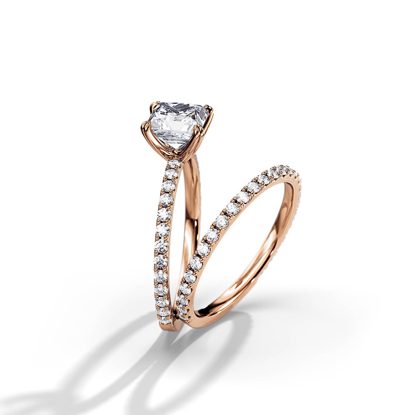 1.20 CT Princess Moissanite Pave Style Bridal Ring Set