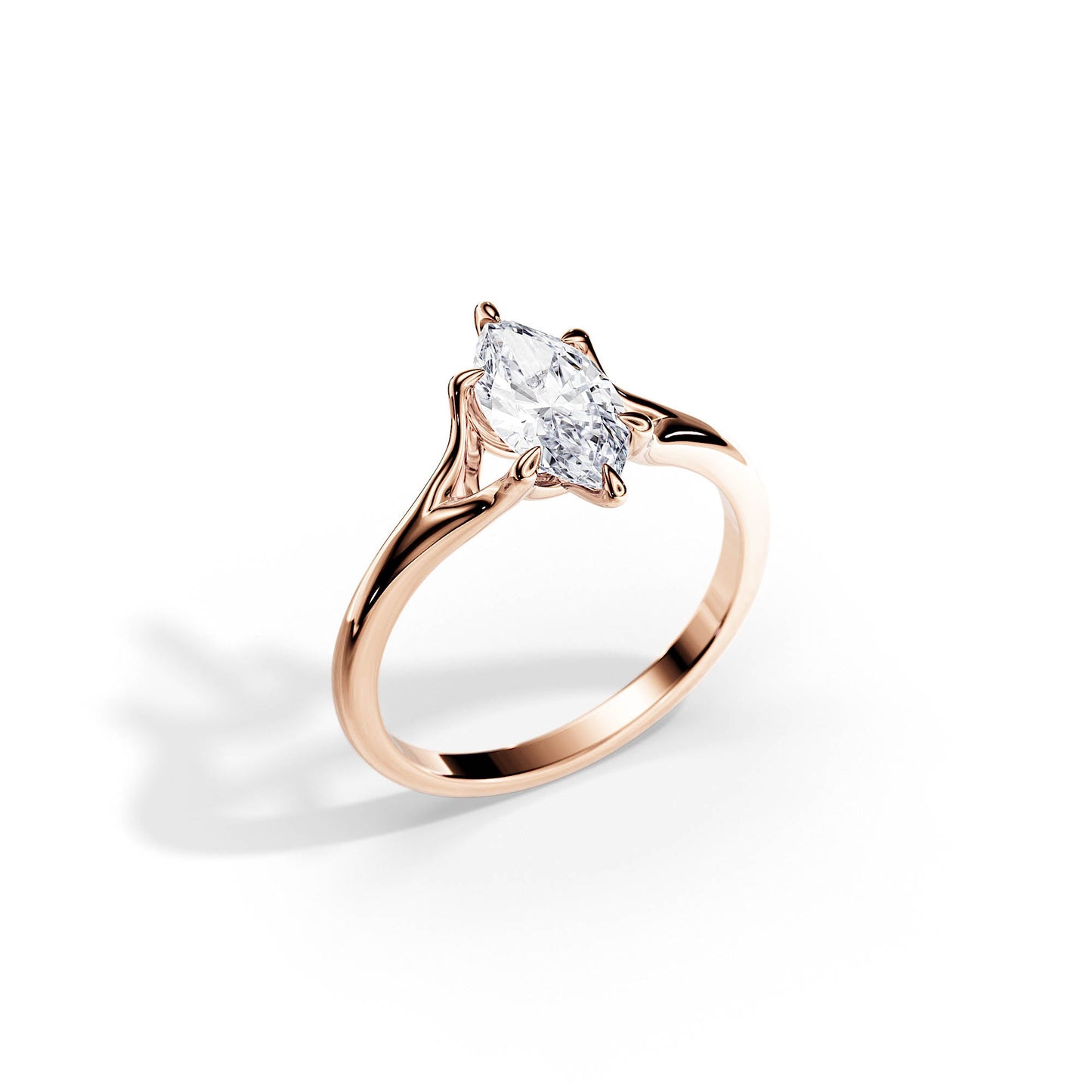 1.5 CT Marquise Split Shank Moissanite Engagement Ring