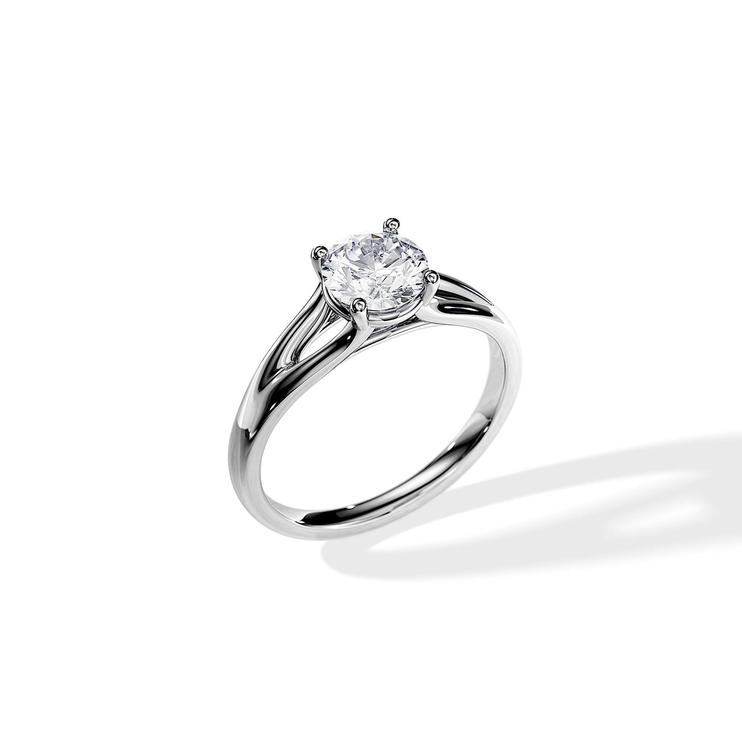 1.0 CT Round Moissanite Split Shank Style Engagement Ring
