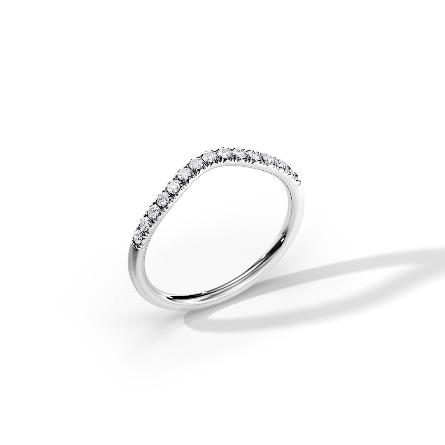 0.15 TCW Round Curved Setting Moissanite Wedding Band