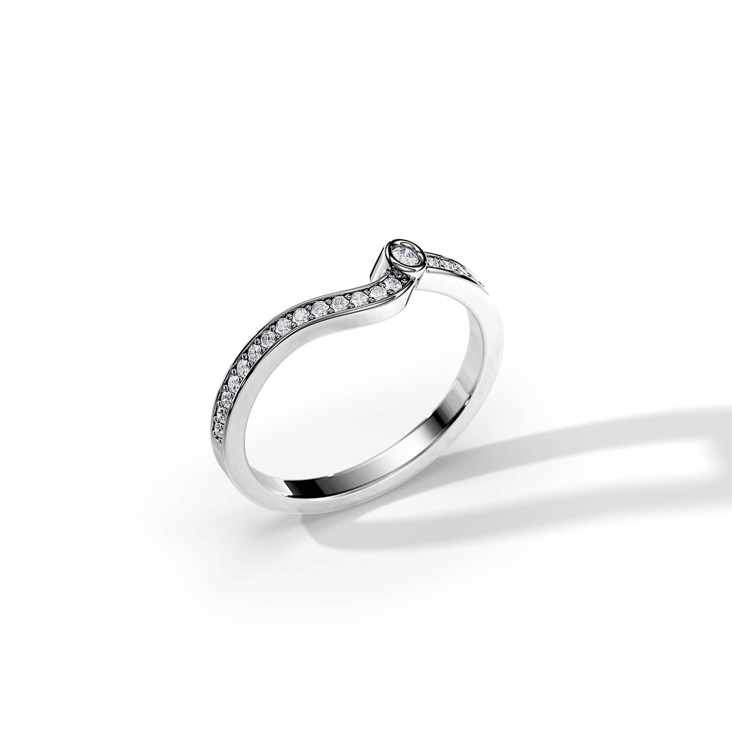 0.20 TCW Round Wave Pave Moissanite Wedding Band