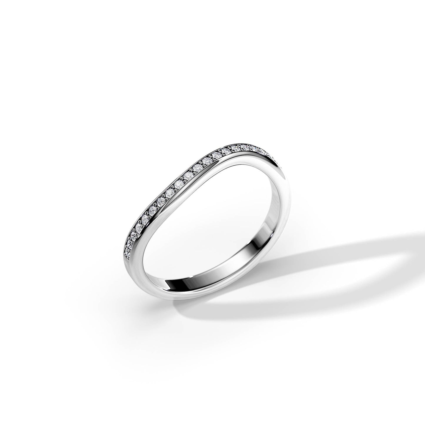 0.15 TCW Round Wave & Pave Moissanite Wedding Band
