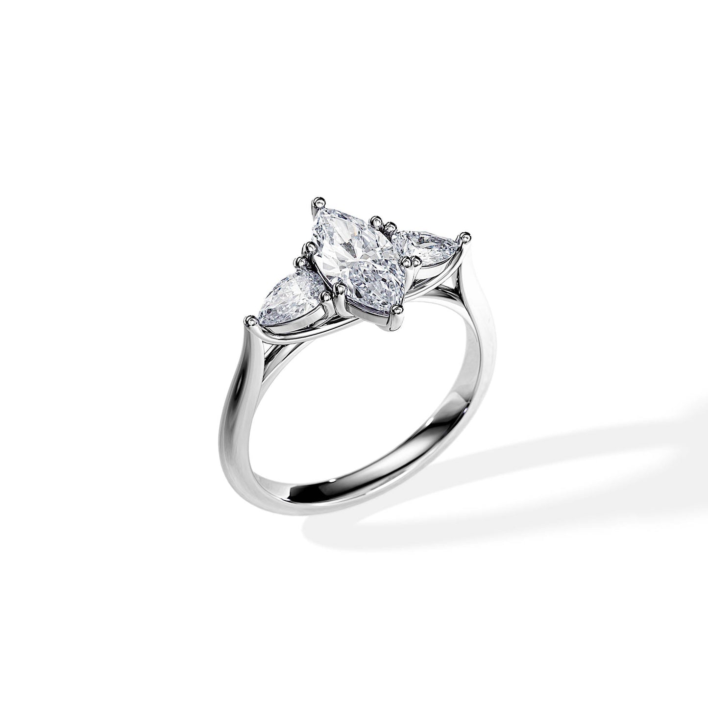 2.0 CT Marquise Cut Moissanite Three Stone Style Engagement Ring
