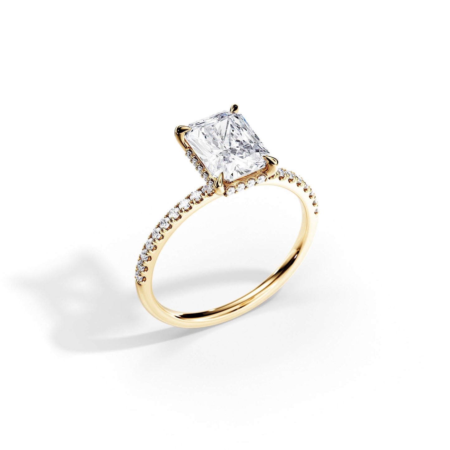 1.80 CT Radiant Cut Moissanite Hidden halo & Pave Engagement Ring