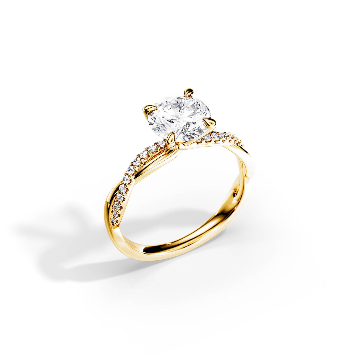 2.0 CT Round Cut Moissanite Twisted Engagement Ring