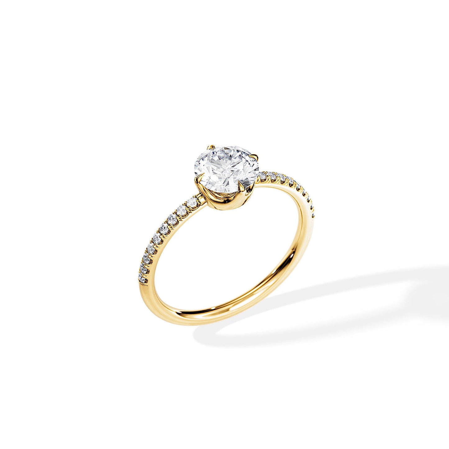 1.0 CT Round Cut Pave Setting Moissanite Engagement Ring