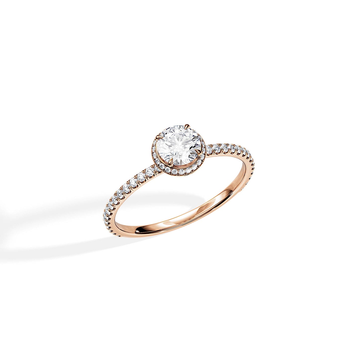 0.50 CT Hidden Halo Round Cut Moissanite Pave Engagement Ring