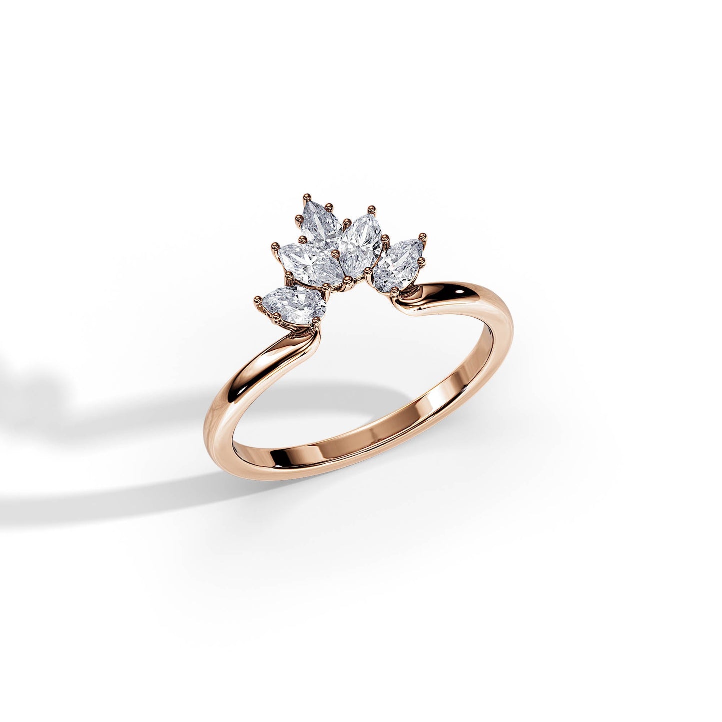 0.55 TCW Pear / Marquise Curved Moissanite Wedding Band
